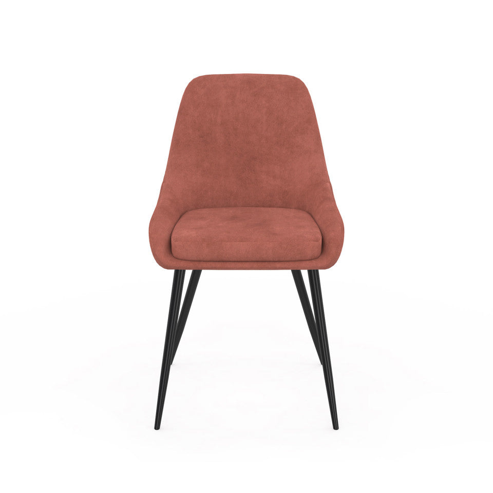 Chaises Olivia assise terracotta pieds métal - lot de 2