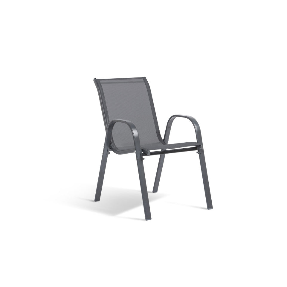Chaises de jardin empilables en textilène gris anthracite - lot de 6
