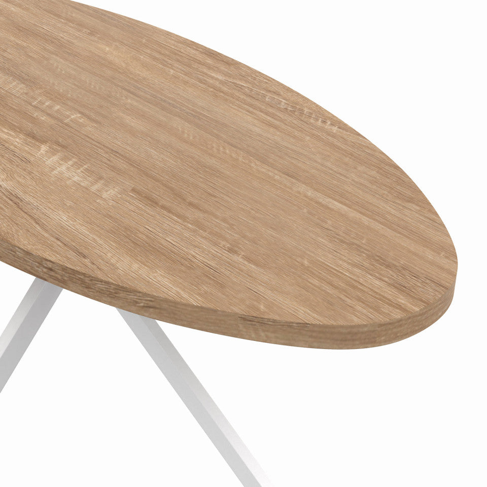 Table repas Céleste plateau ovale bois 200cm et pieds croisés blancs