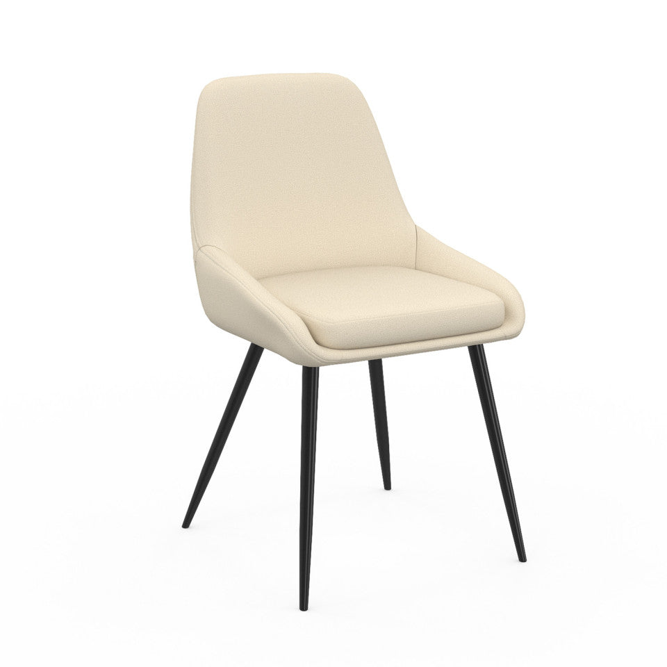 Chaises Ornella assise tissu beige et pieds métal noirs - lot de 2