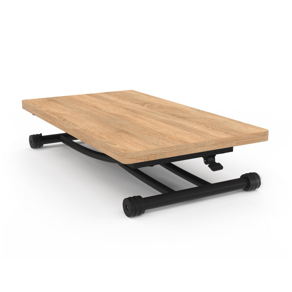 Table repas 2 en 1 Tribeca hauteur ajustable bois et noir