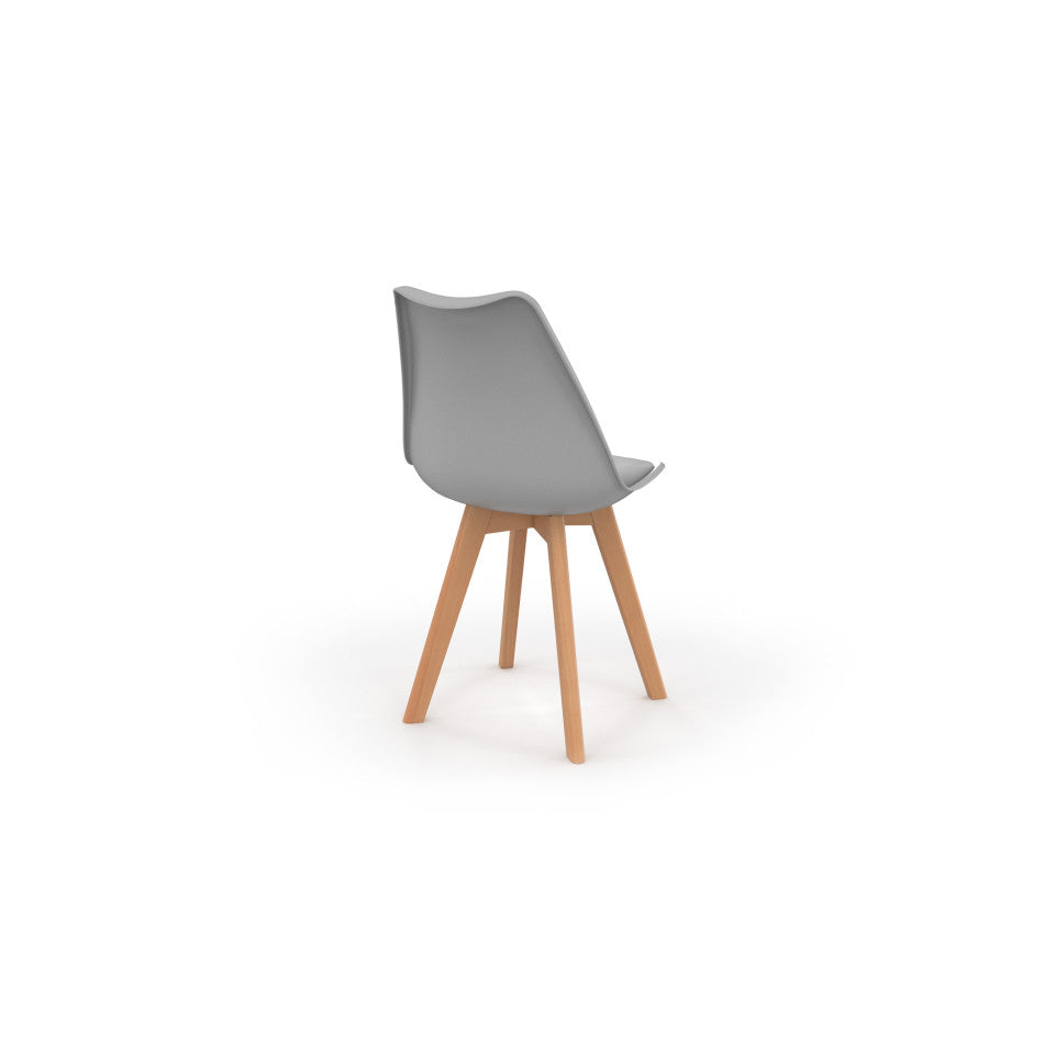 Chaises Nordia assise mix de couleurs : 1x blanc, 1x gris clair, 2x bleu canard et 2x gris foncé - lot de 6