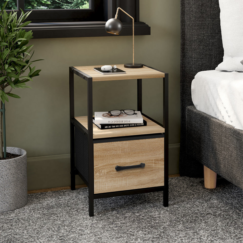 Tables de chevet Iris avec 1 tiroir et 1 niche - lot de 2