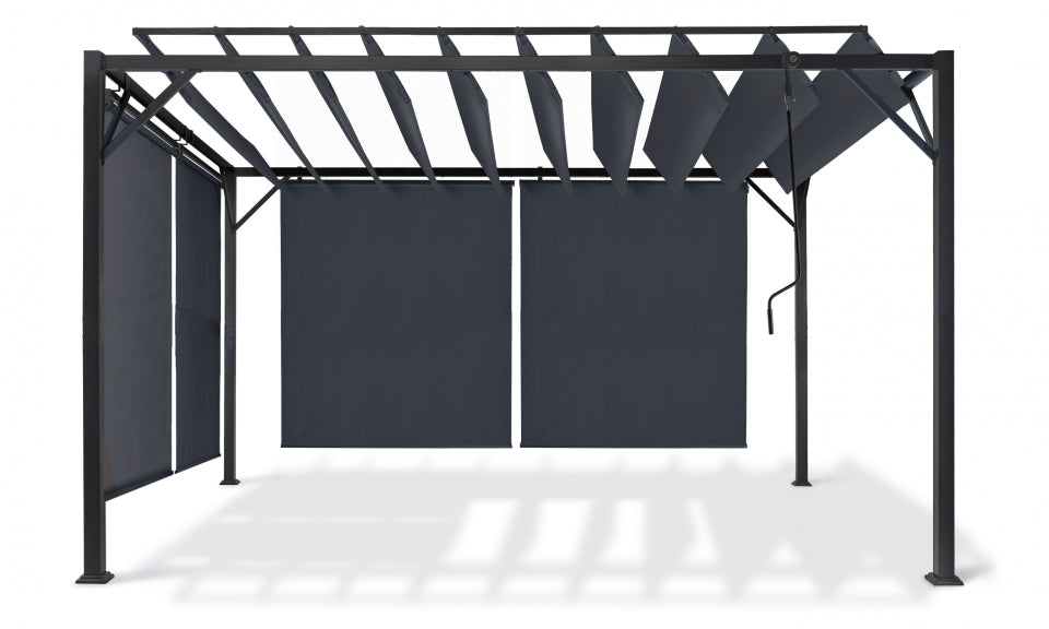 Pergola Venice 3x4 m lames orientables avec 4 stores intégrés
