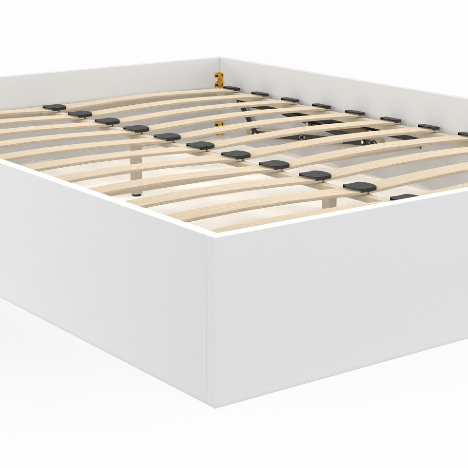 Lit coffre Malta en bois blanc avec sommier 160x200cm