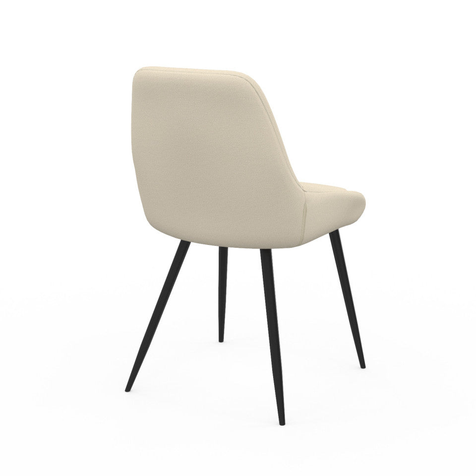 Chaises Ornella assise tissu beige et pieds métal noirs - lot de 2