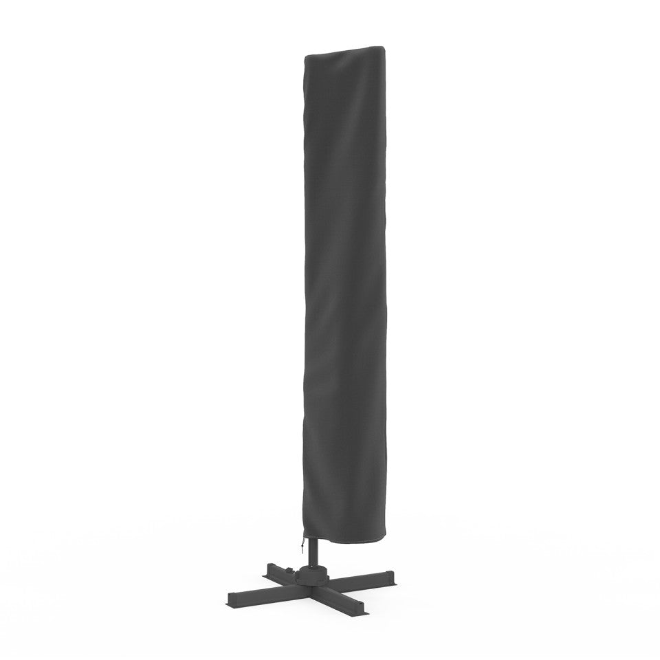 Parasol Sombra 360° rectangle 4x3m gris + housse et éclairage LED
