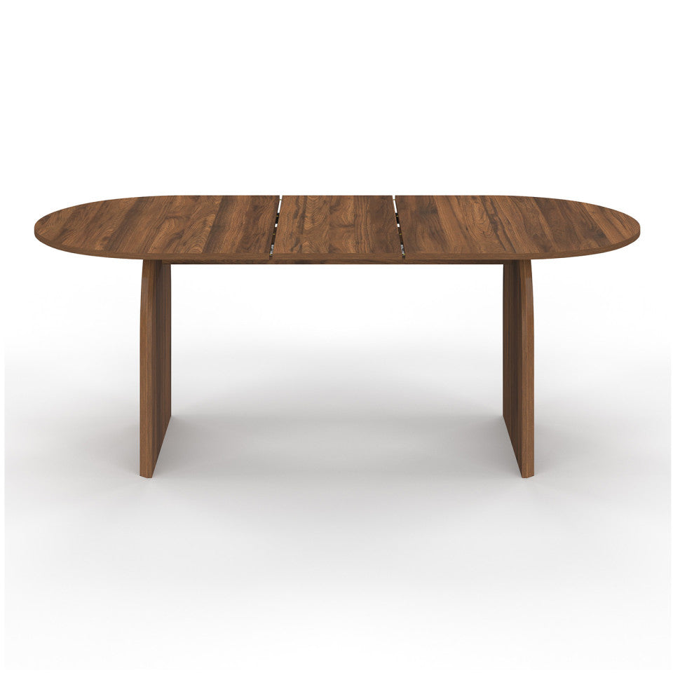 Table repas Japandi plateau extensible 160-200cm effet bois noyer