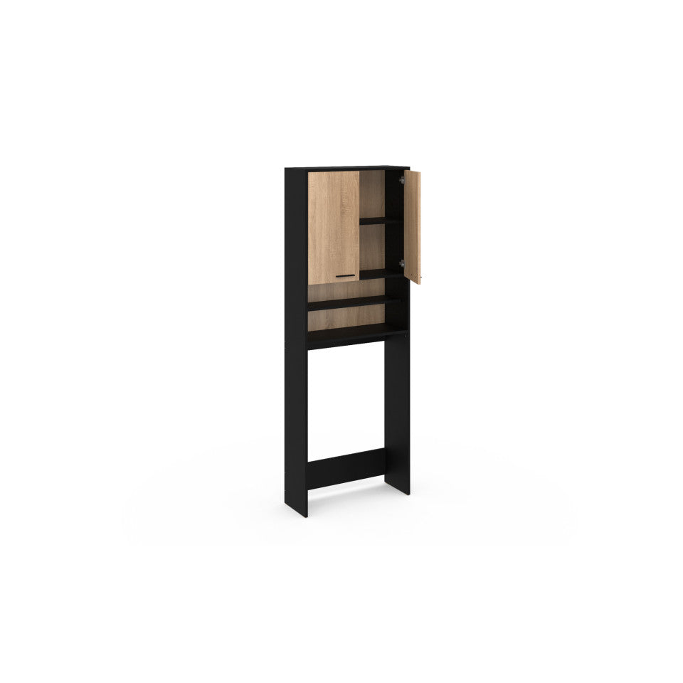 Meuble spécial dessus machine à laver Will noir et bois