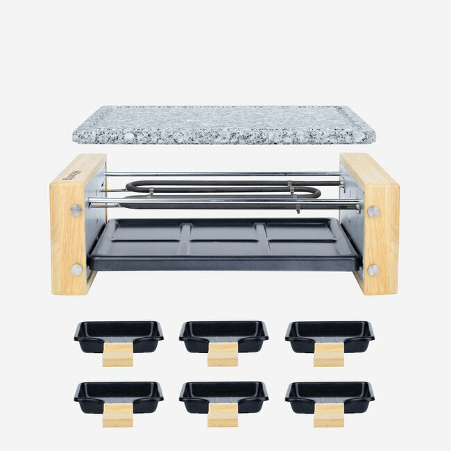 Raclette et pierre à cuire 6 personnes design bois