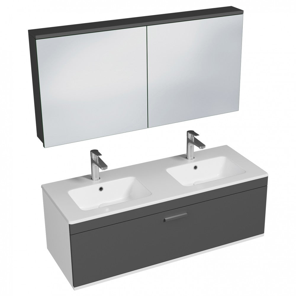 Meuble double vasque Rubite 1 tiroir 120 cm + miroir armoire