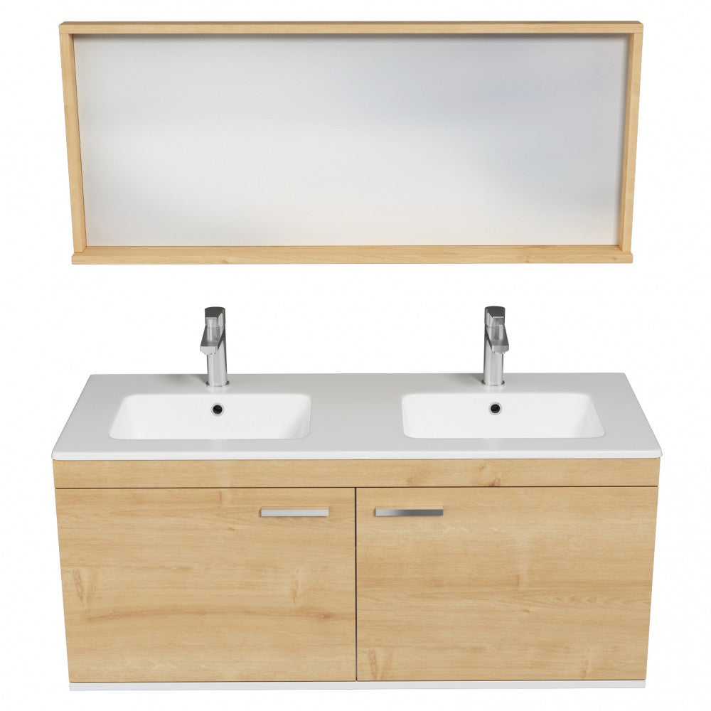 Meuble double vasque Rubite 2 portes 120 cm + miroir cadre