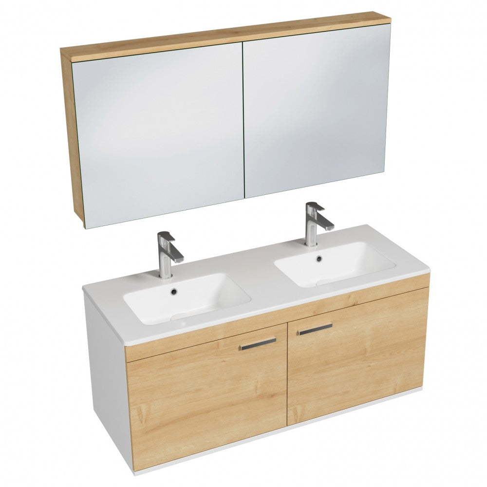 Meuble double vasque Rubite 2 portes 120 cm + miroir armoire