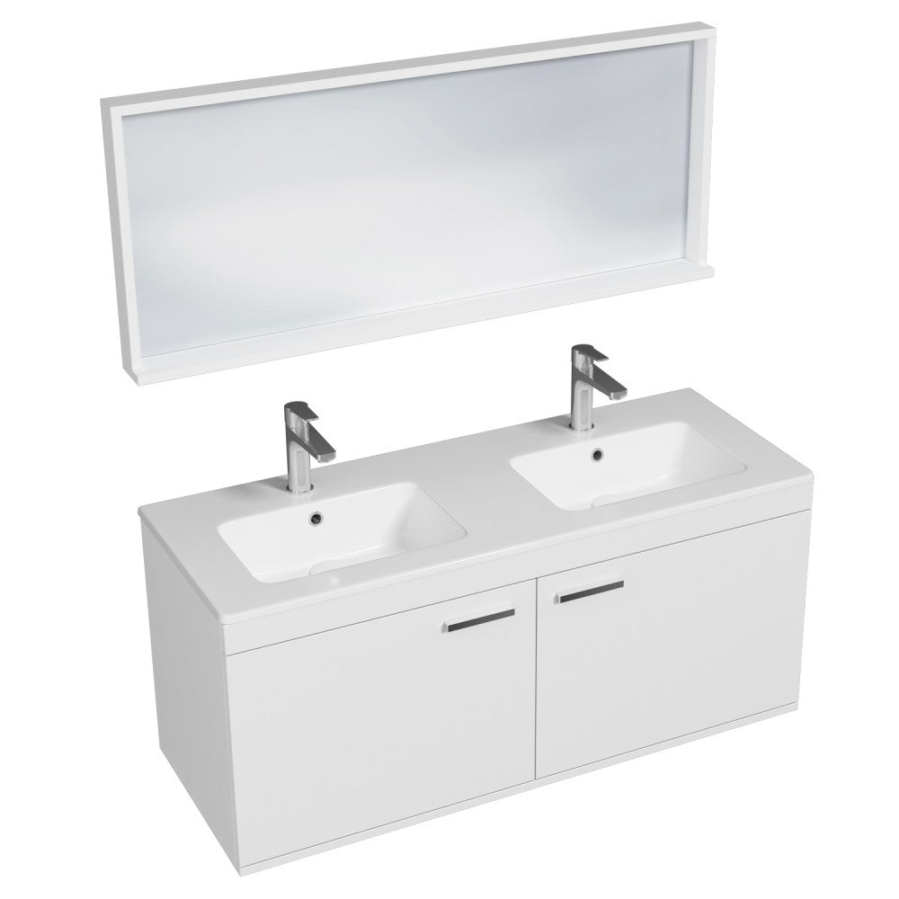 Meuble double vasque Rubite 2 portes 120 cm + miroir cadre