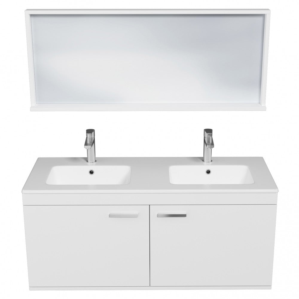 Meuble double vasque Rubite 2 portes 120 cm + miroir cadre