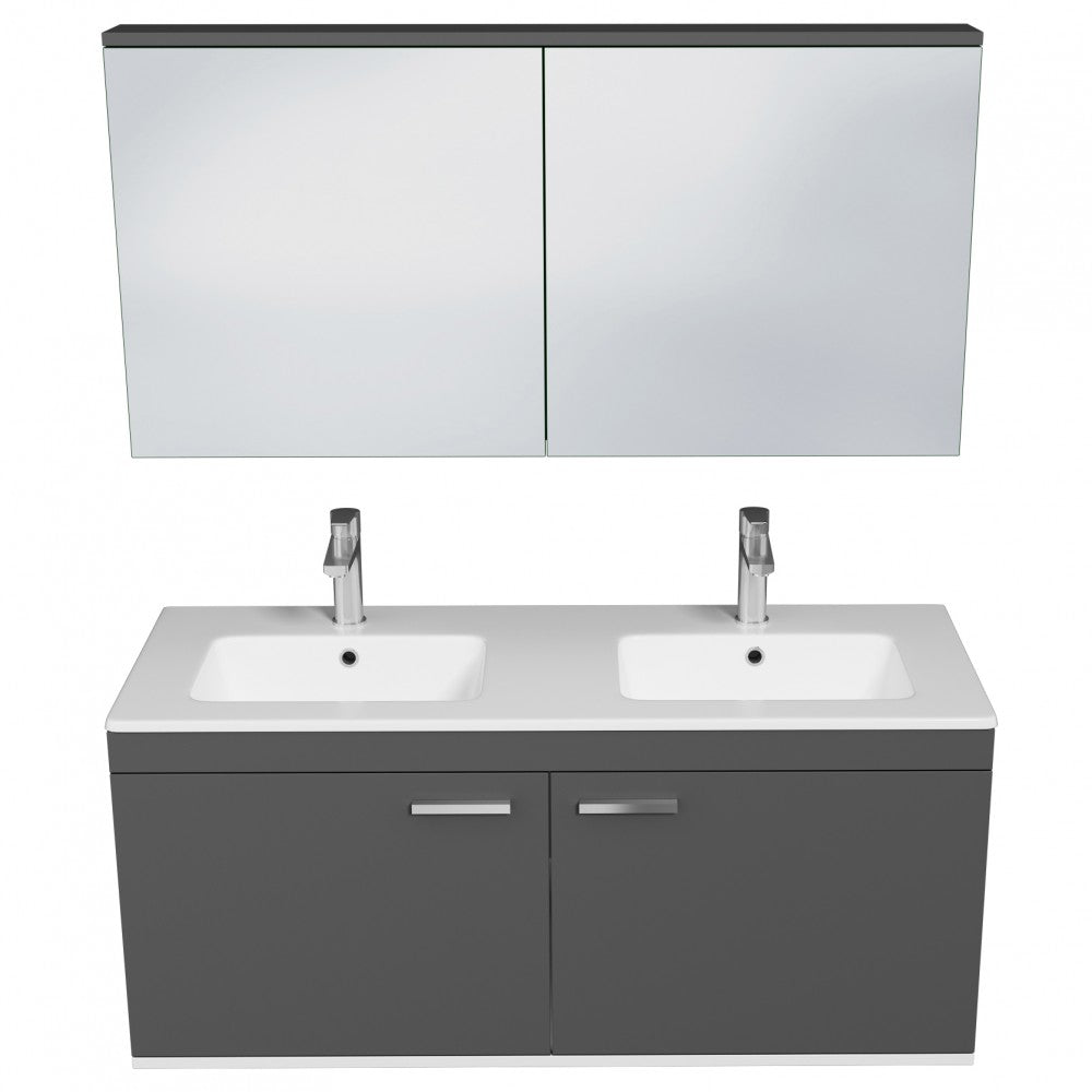 Meuble double vasque Rubite 2 portes 120 cm + miroir armoire