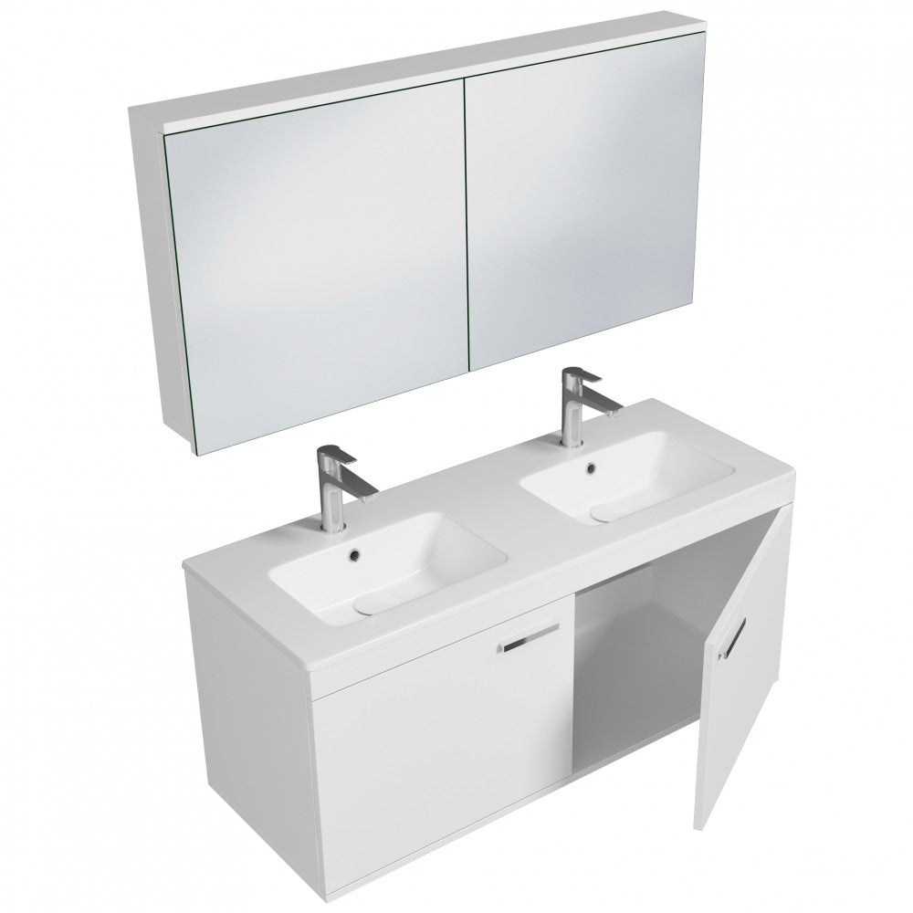Meuble double vasque Rubite 2 portes 120 cm + miroir armoire