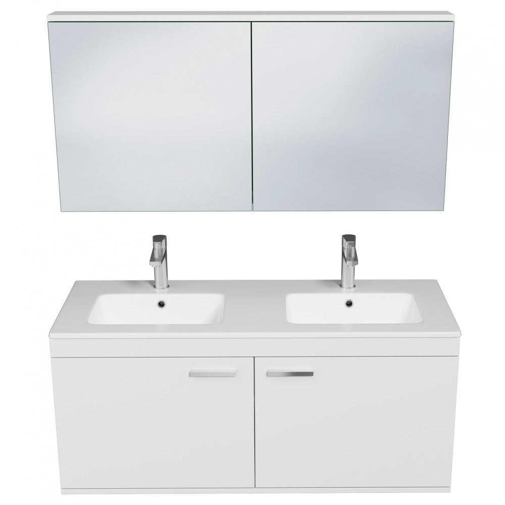 Meuble double vasque Rubite 2 portes 120 cm + miroir armoire