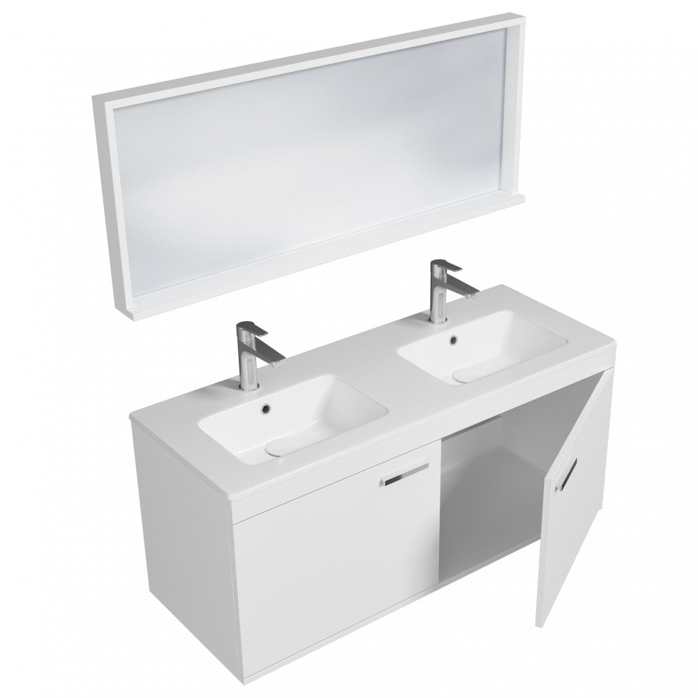 Meuble double vasque Rubite 2 portes 120 cm + miroir cadre