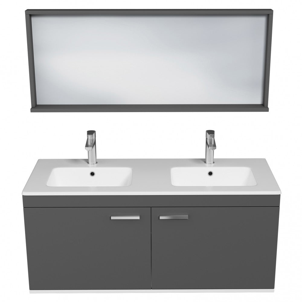 Meuble double vasque Rubite 2 portes 120 cm + miroir cadre