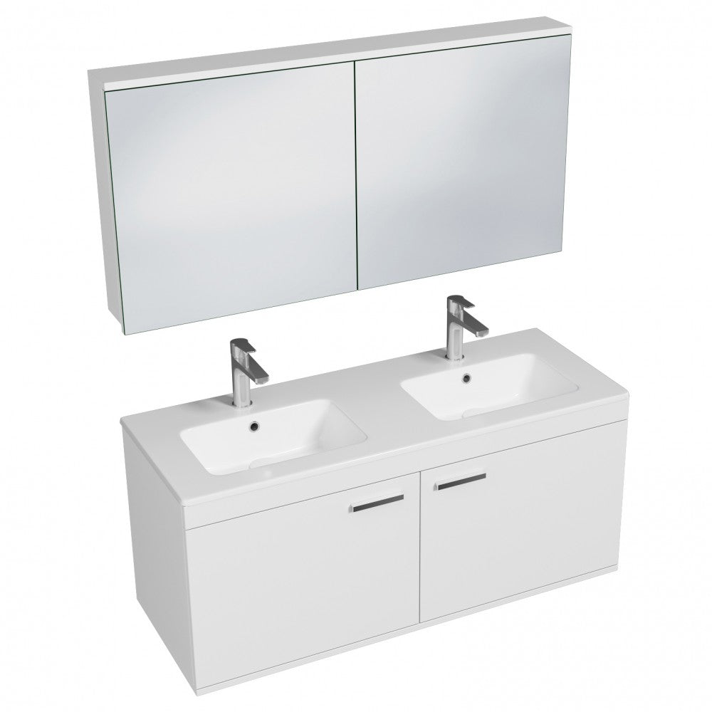 Meuble double vasque Rubite 2 portes 120 cm + miroir armoire