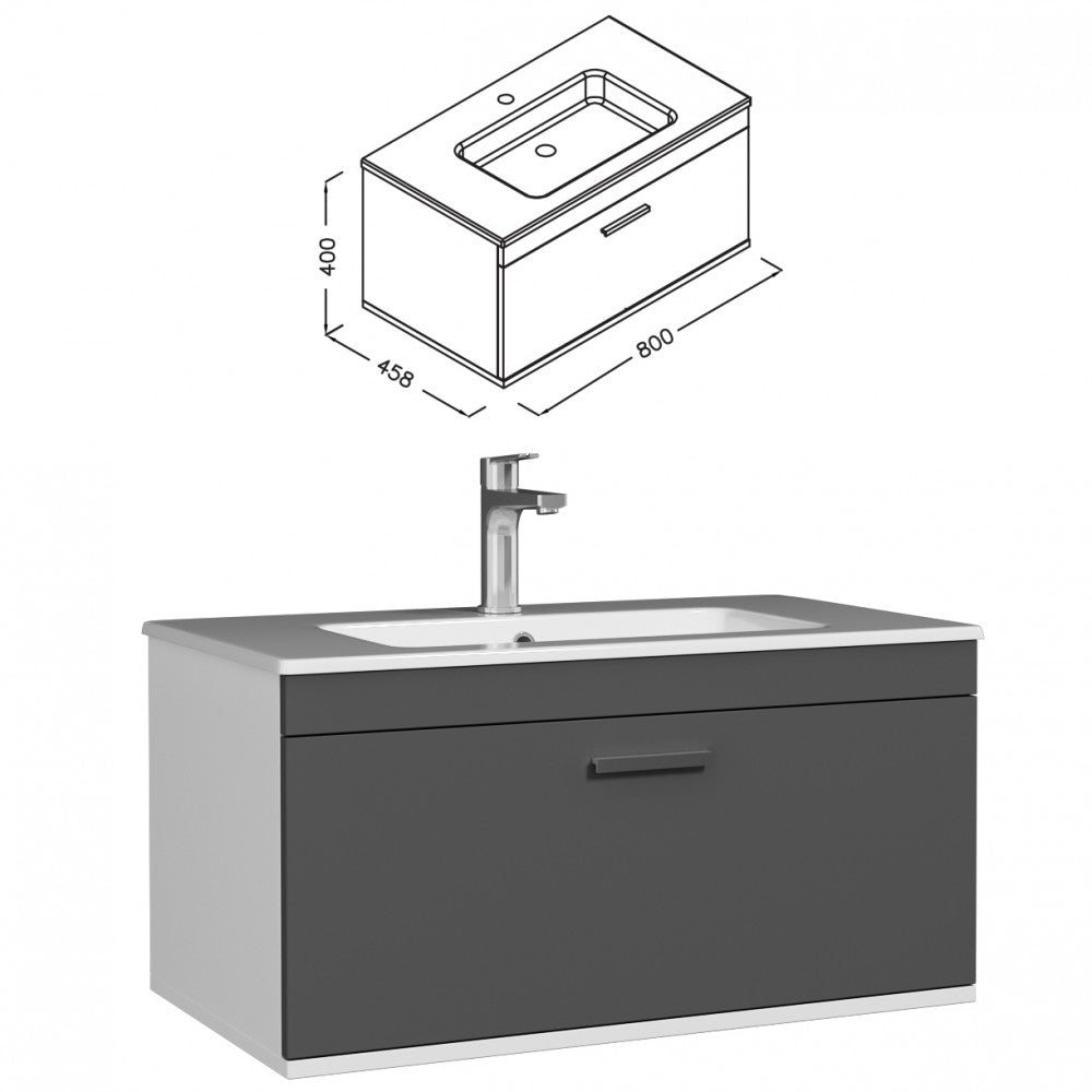 Meuble simple vasque Rubite 1 tiroir 80 cm