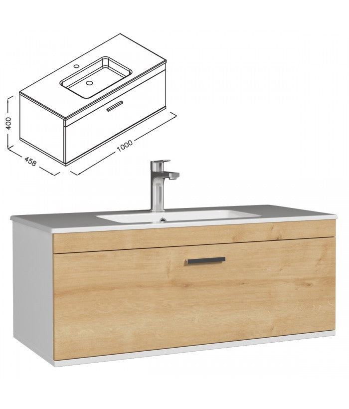Meuble simple vasque Rubite 1 tiroir 100 cm
