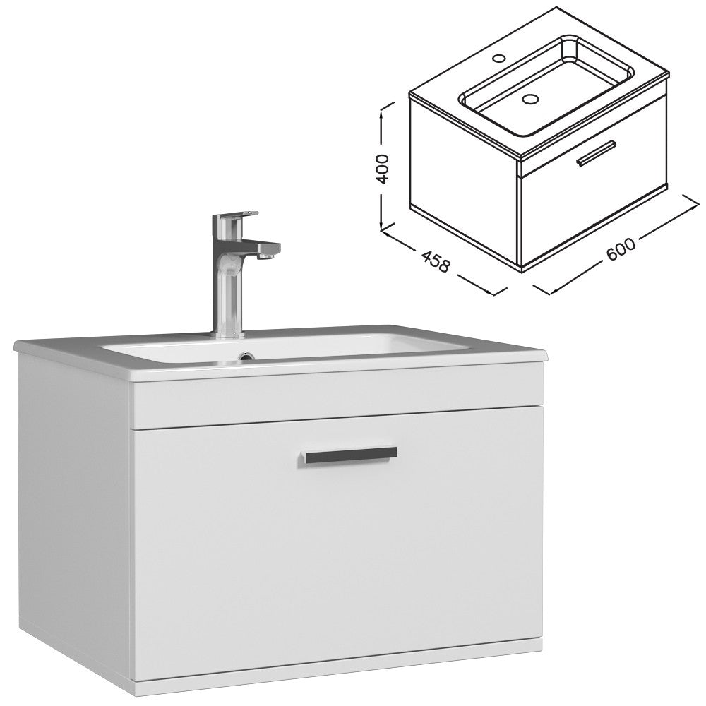 Meuble simple vasque Rubite 1 tiroir 60 cm