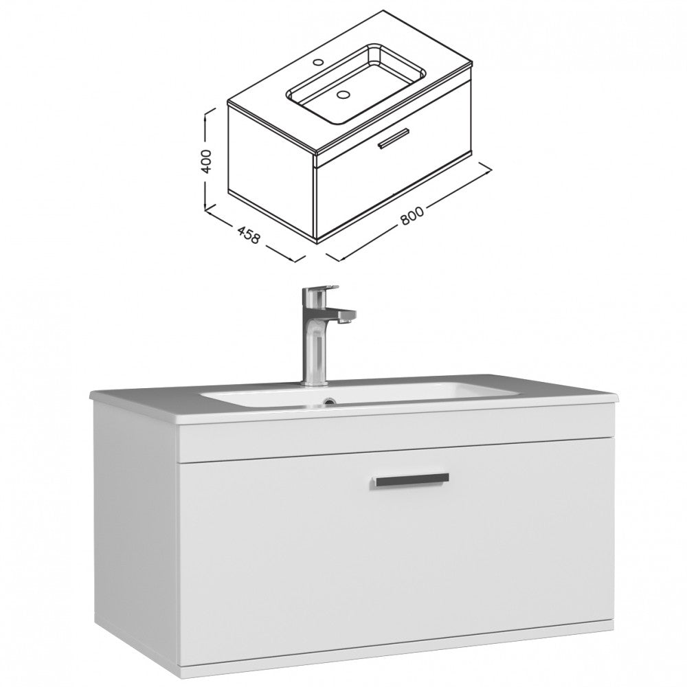 Meuble simple vasque Rubite 1 tiroir 80 cm