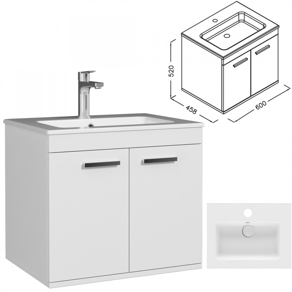 Meuble simple vasque Rubite 2 portes 60 cm
