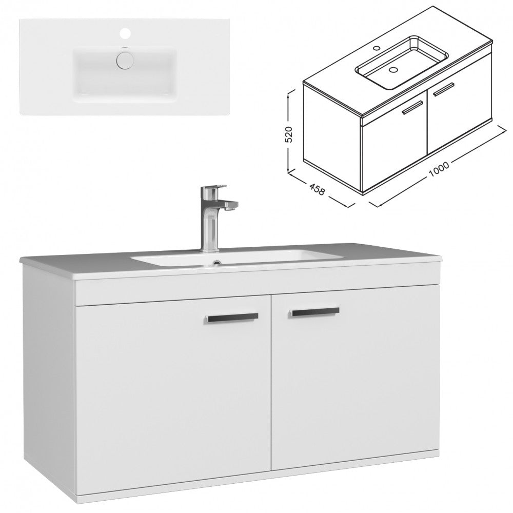 Meuble simple vasque Rubite 2 portes 100 cm