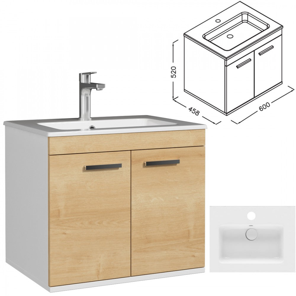 Meuble simple vasque Rubite 2 portes 60 cm
