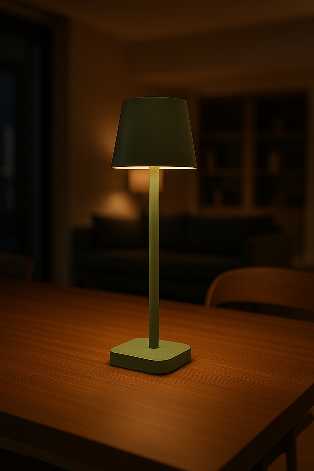 Lampe de table - Rechargeable - Intensité variable avec mode mémoire - 3 niveaux d'éclairage - 38 cm - Verte claire