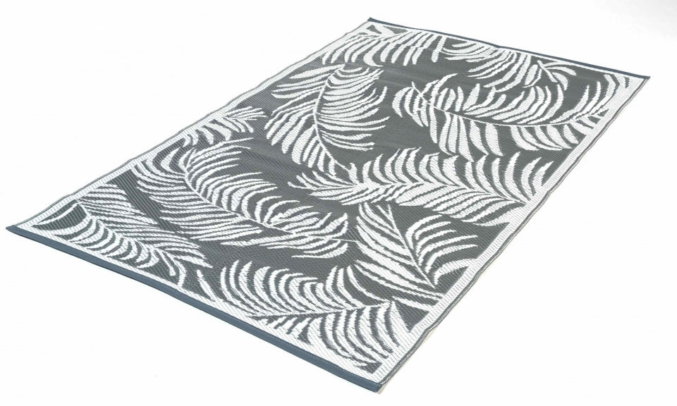 Tapis extérieur rectangulaire Hawaï 270x470cm gris motifs palmiers