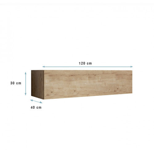 Meuble TV suspendu chêne clair - 120 X 30 cm - Amara M1