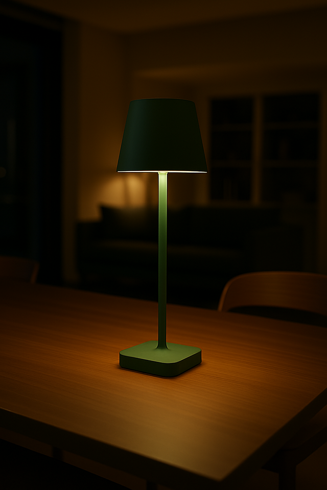 Lampe de table - Rechargeable - Intensité variable avec mode mémoire - 3 niveaux d'éclairage - 38 cm - Verte foncée