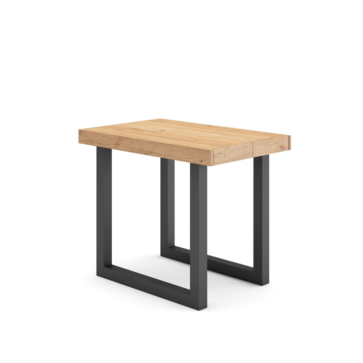 Table console extensible chêne 180 cm – Jusqu’à 8 personnes – Pieds en bois massif noirs en U