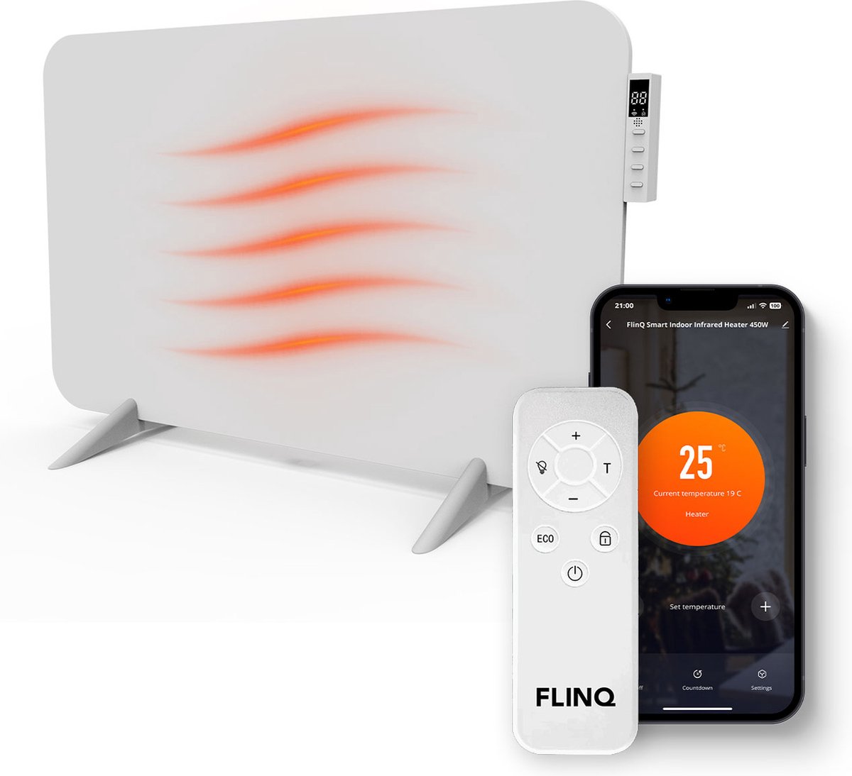 Chauffage infrarouge intelligent - Panneau chauffant électrique 450 W - Blanc