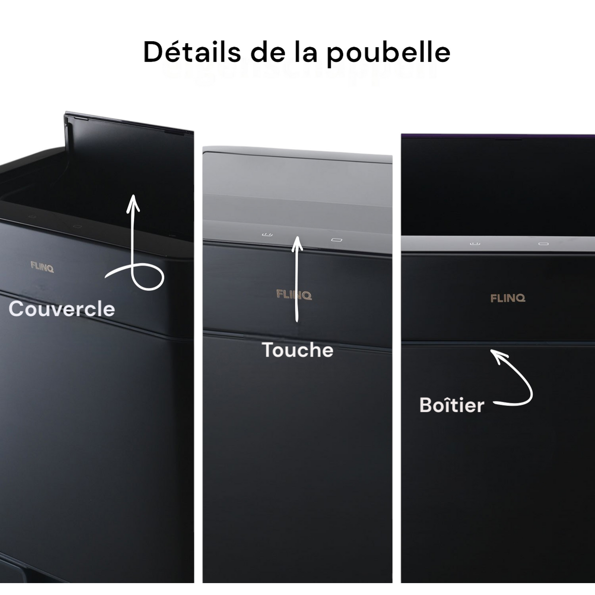 Poubelle de tri sélectif 3 bacs - Détecteur de mouvement - Senzaro 60L - Noire