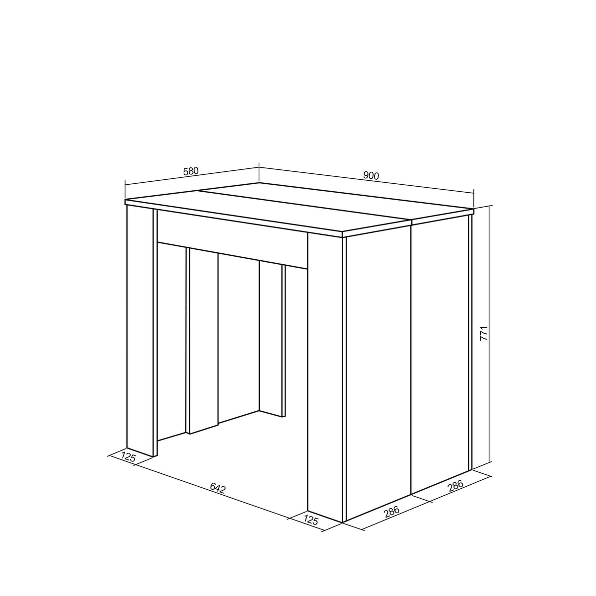 Table console extensible, 220, Pour 10 personnes, Ciment