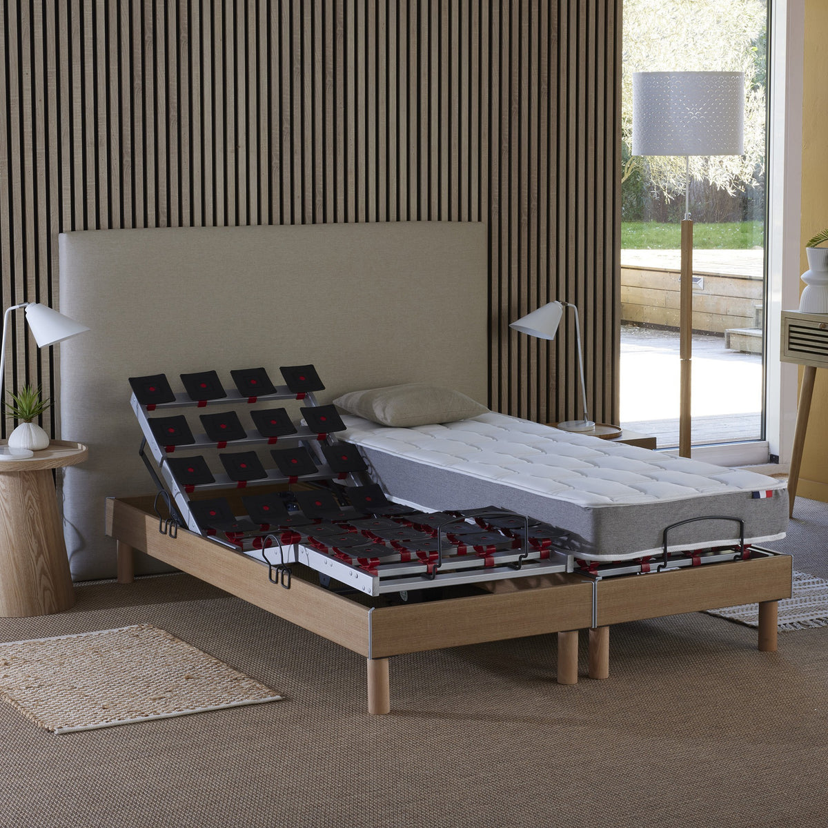 Ensemble literie électrique relaxation à plots + Matelas mousse HR35 2x90 x 200