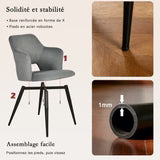 Bari & Akanji - Ensemble repas : table extensible noire 4 à 6 personnes et 4 fauteuils scandinaves en tissu gris