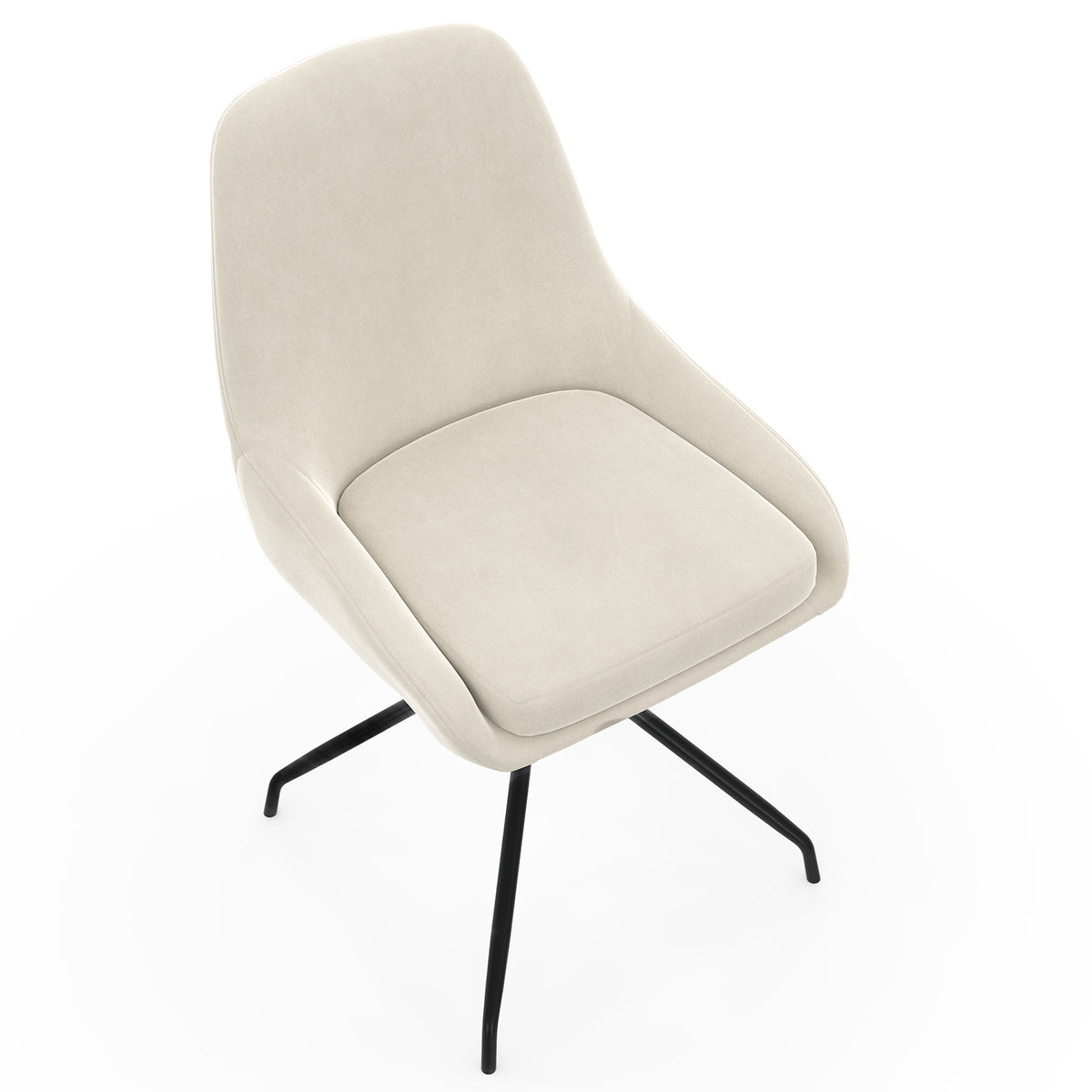 Chaises Olivia assise pivotante crème pieds métal - lot de 2