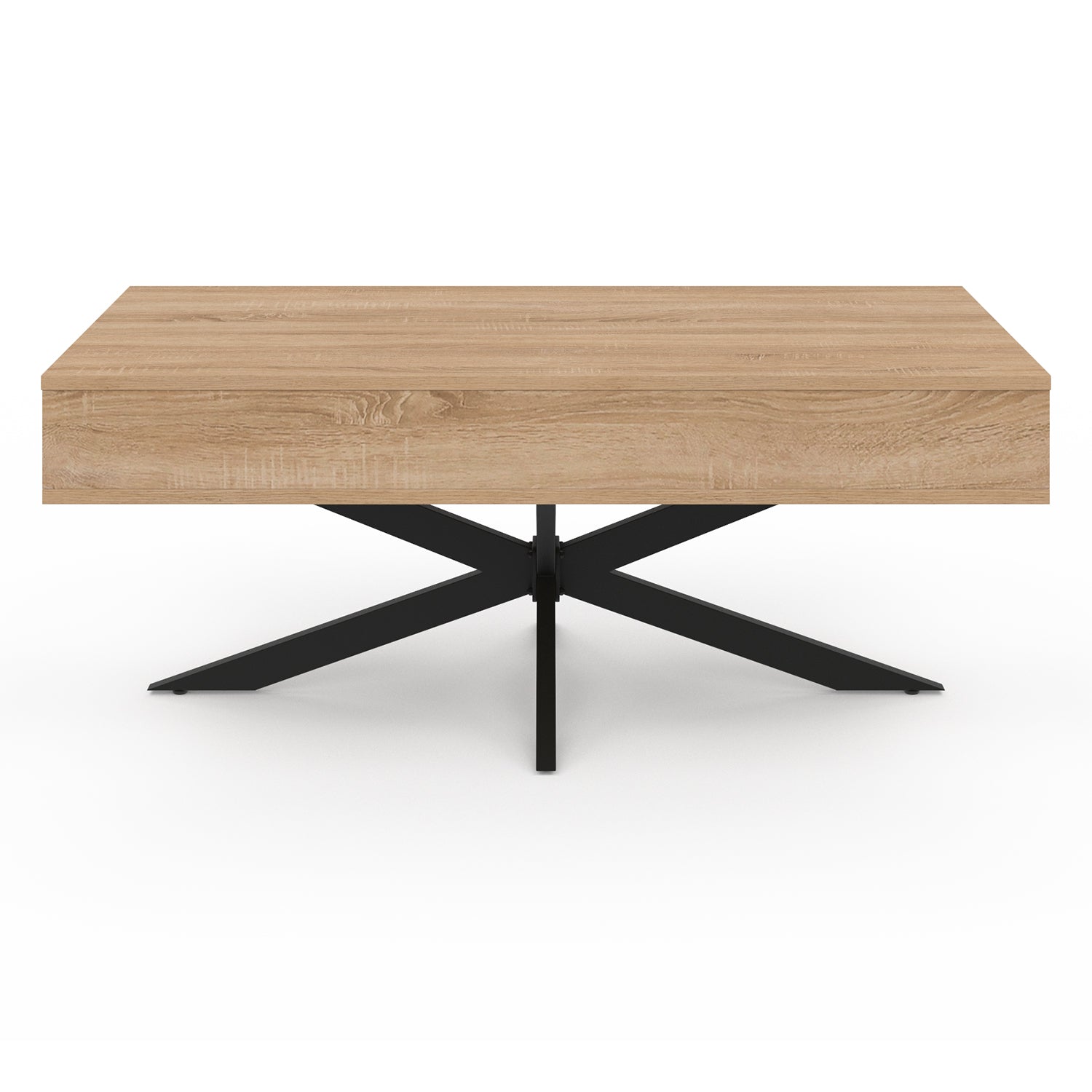 Table basse Spider avec plateau relevable bois et pieds croisés noir L100cm