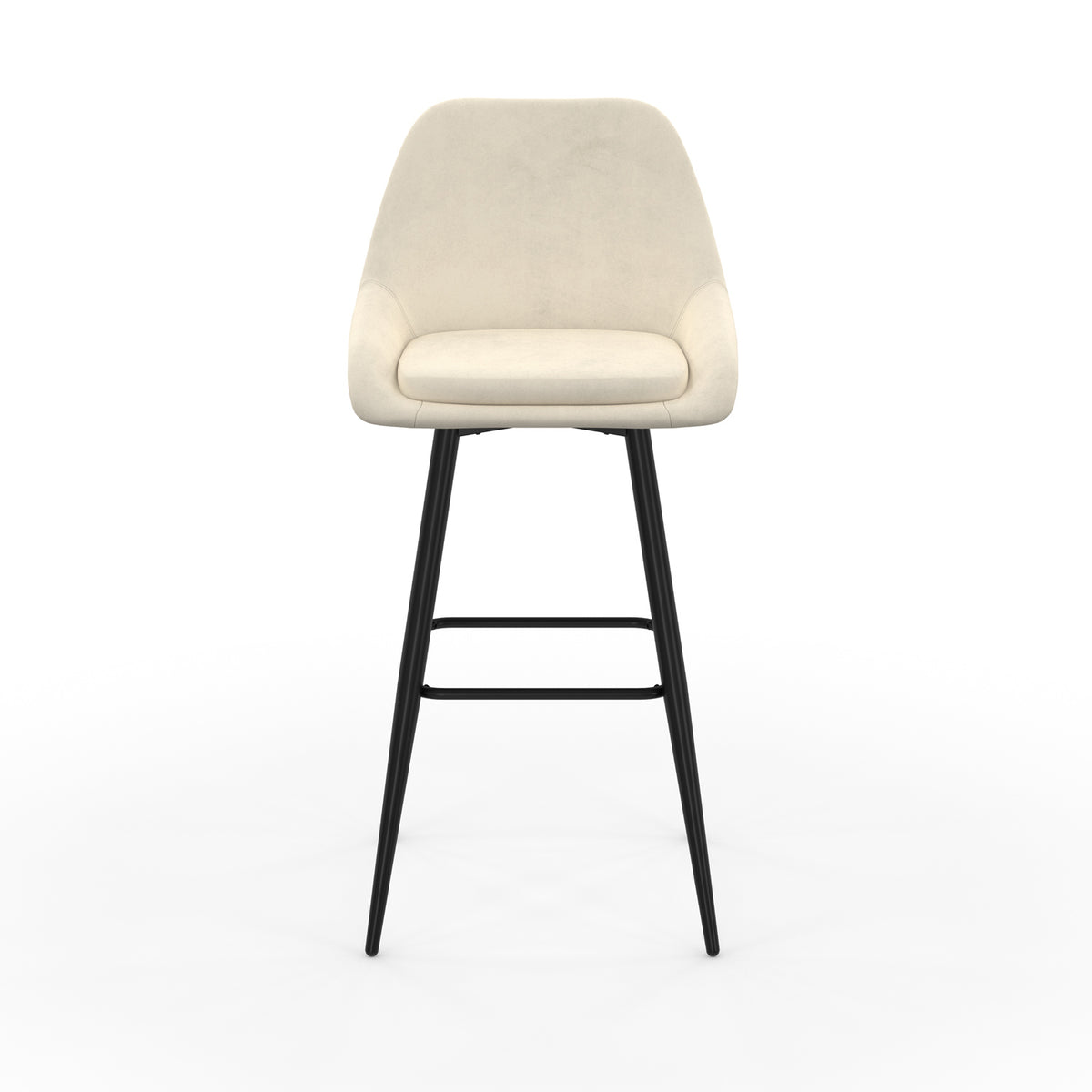 Tabourets de bar Olivia assise velours crème et pieds métal - lot de 4
