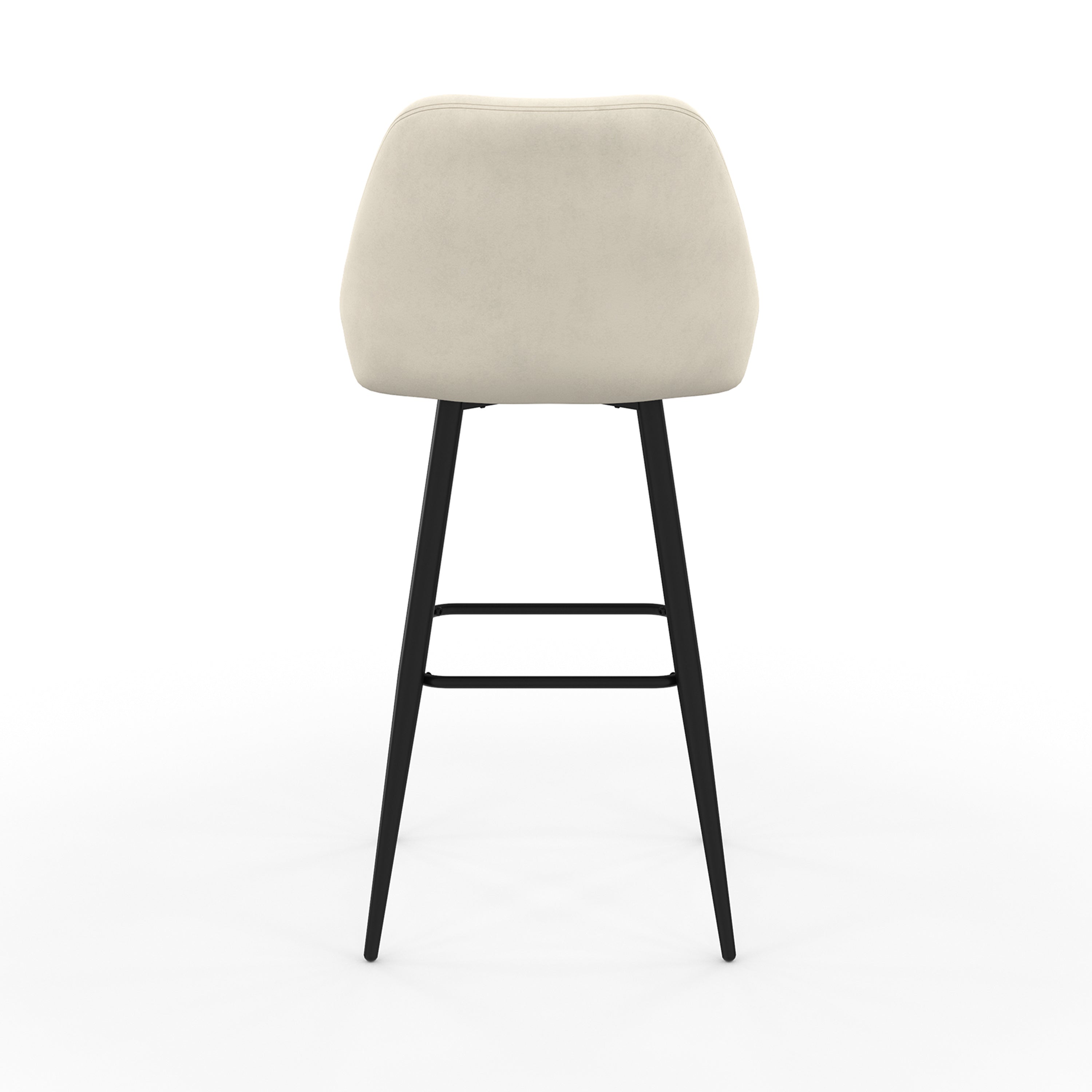 Tabourets de bar Olivia assise velours crème et pieds métal - lot de 4