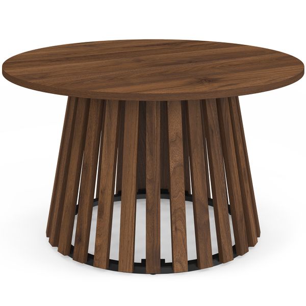 Table basse ronde Camélia effet noyer Ø70cm