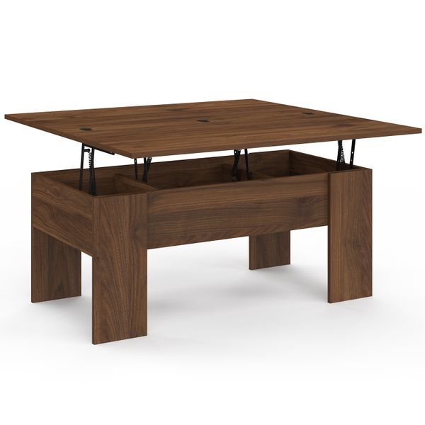 Table basse relevable dépliante effet noyer