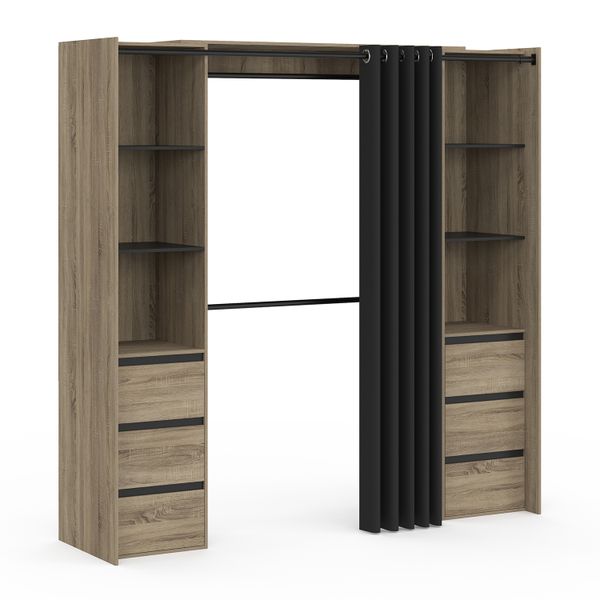Dressing Justine extensible 120-180cm 6 tiroirs effet bois
