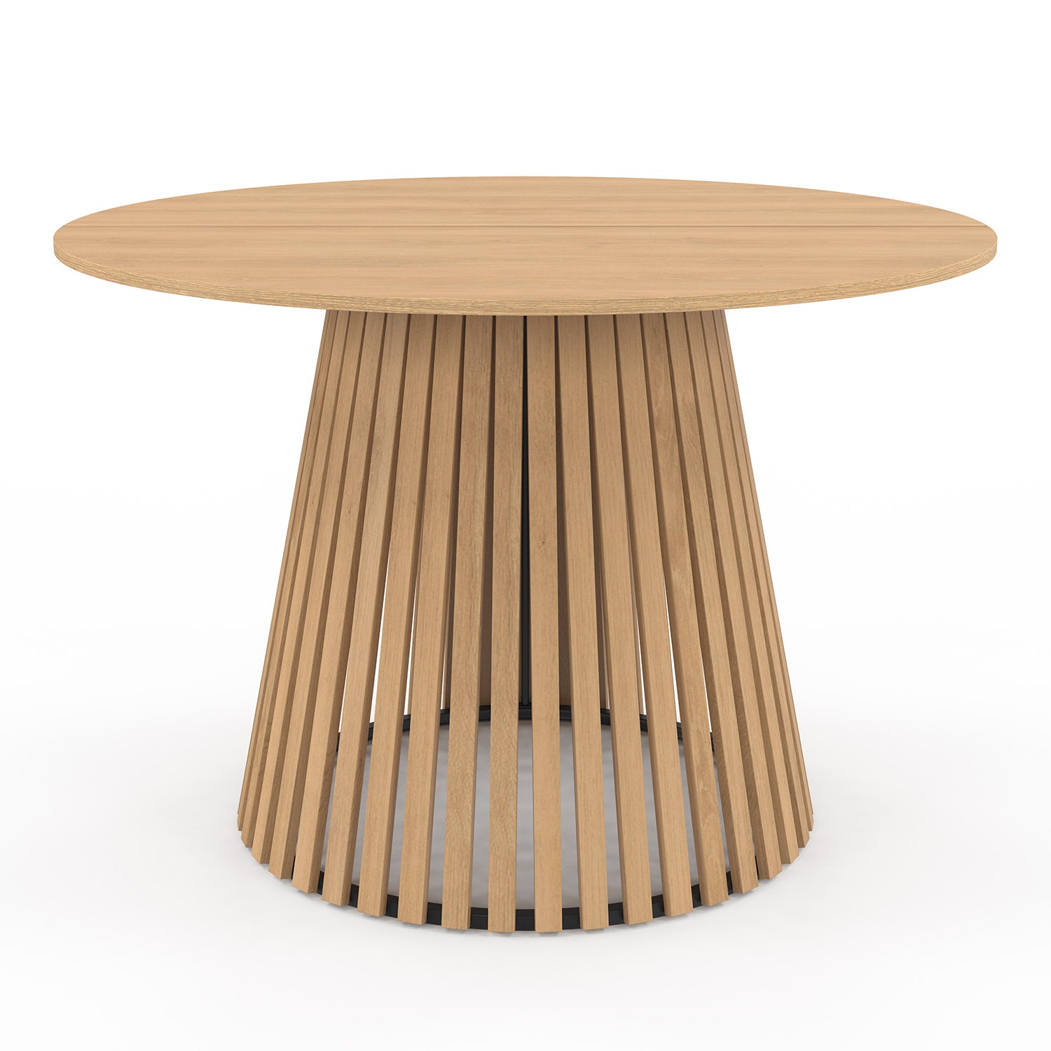 Table repas Camélia plateau rond 110cm et pieds lattes